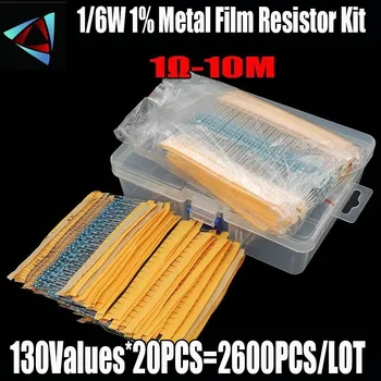 2600pcs 130values 1/6W 1% Rezistențe cu Film Metalic Asortate Pachet Kit Set Mulțime Sortiment Condensatoare Fixe