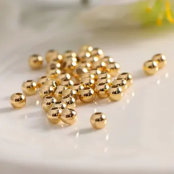 Aur de 14K Culoare Placat cu Rundă de Semințe Margele Spacer Pentru a Face Bijuterii DIY Face Brățară Colier Pierde Mingea Margele en-Gros