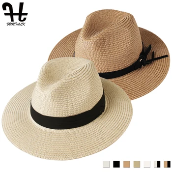 FURTALK Panama Pălărie de Vară, Pălării de Soare pentru Femei de Plaja Pălărie de Paie pentru Bărbați UV Capac de Protecție chapeau femme 2020