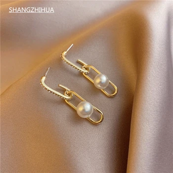 SHANGZHIHUA Clasic de Lux Cercei cu Perle Pentru Femei 2022 Noua Linie De Bijuterii Fine Fete de Accesorii Neobișnuite Cadouri de Partid