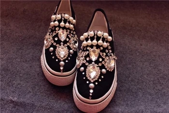 Cristal Franjuri Femei Mocasini Pantofi Printesa De Diamant De Înaltă Calitate Pantofi Casual Gem Pearl Stras De Sex Feminin Leneș Pantofi