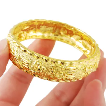 24K Adevărată Brățară de Aur Cuvânt Hi Brățară de Aur Placare cu Aur pentru Femei Bijuterii de Nunta Cadouri
