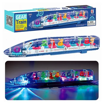Electric Transparent Echipament Tren Universal Mers Pe Jos De Tren Lumini Colorate Jucării Muzicale De Craciun Pentru Copii Cadouri De Educație Timpurie Jucărie