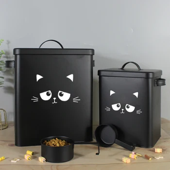 Pisica neagra Pătrat Cutii de Depozitare pentru Animale de companie Câine Alimente Improspata Bucătărie Făină de Orez, Pudră de Spălătorie Containere de Depozitare Cutie Organizator