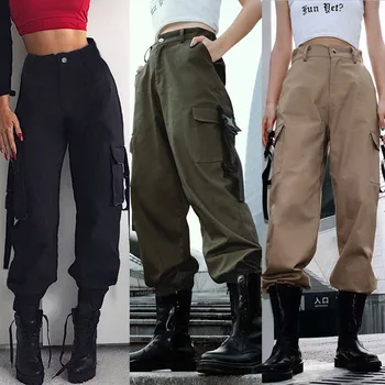 Femei Marfă Munca De Utilitate Drumeții Militari Ai Armatei Multi Buzunare Luptă Pantaloni Casual, Talie Înaltă Pierde Mult Sport Pantaloni