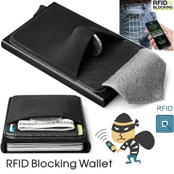 Oamenii de Afaceri din Aluminiu Numerar de IDENTITATE a Titularului Cardului RFID Blocking Subțire de Metal Portofel portofel caz card de credit card de portofel rfid portofel