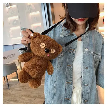 Noul urs drăguț papusa sac de drăguț Coreea de Sud urs amuzant de desene animate geanta fata de umăr, crossbody sac
