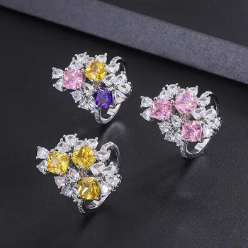 QTT Moda Design Lab Diamant Stralucitor Zirconiu Roz Inele pentru Femei Doamnelor Culoare Argintie Nunta, Mireasa cu Inel Deschis Tendință de Bijuterii Cadou