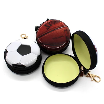 Tin Poseta de Monede de Baschet Fotbal Bărbați Model Rotund Casti Cutie Mini cu Fermoar Portofel Caz-Cheie Mici Cadouri pentru Copii Monedă Pungă