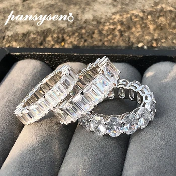 PANSYSEN 100% Argint 925 Nunta Full Enternity Inele de Ridicat de Carbon Diamant de Mireasa Bijuterii Fine Inele pentru Femei en-Gros