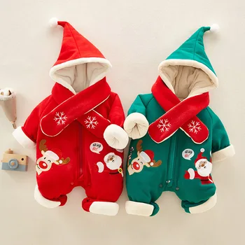 Salopeta de iarna pentru Copii Pluș Copil Moș Crăciun Băieți și Fete Haine Cald Salopeta Drăguț Nou-născuți Haine de Iarnă 0-2 ani