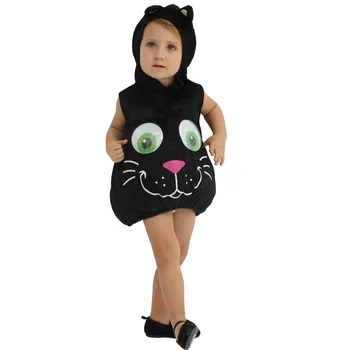 Umorden Black Cat Costum Fata de Copil cu Ochii Mari Kitty Fata cu Bule de Costum Hanorac Petrecere de Halloween Rochie Fancy 6M 12M