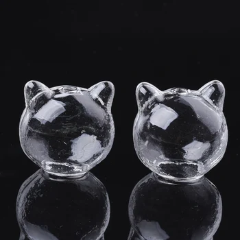 100buc Limpede Transparent Forma Cat Handmade Floare Glob de Sticlă Margele pentru Bijuterii DIY Face 23~25x24.5x22mm, Gaura: 2mm F80