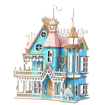 Păpuși din lemn mobilier Casa jucărie asamblare DIY casă de păpuși în Miniatură casa papusa pentru fete, cadouri copii puzzle jucării