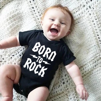 Născut La Rock Copilul Nou-Născut Maneca Scurta Din Bumbac Pentru Copii Body Copii Drăguț Haine Băiat Salopeta Copil Tinuta Corpul Copilului Rock