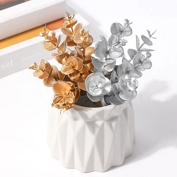 6PCs Aur, Argint Plante Artificiale Frunze Pentru Home Decor Camera de Mătase, Flori False DIY Meșteșug Accesorii Masă Decoratiuni de Nunta