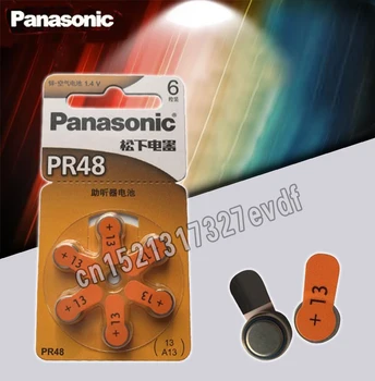 6PCS Original Panasonic PR48 auditiv Baterii 7.9 MM*5.4 MM 13 A13 Surdo-ajutor Acousticon Cohlear Baterii Buton