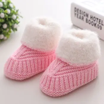 Bărbați și femei, copii 0-8 luni lână pantofi de iarna tricotate manual pentru copii toddler pantofi moale partea de jos, plus catifea cald nou-născut nurca catifea