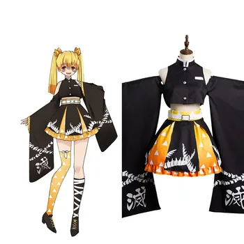 Anime Demon Slayer Agatsuma Zenitsu Cosplay Costum Demon Slayer Kimono Rochie Costum pentru Femei Fete