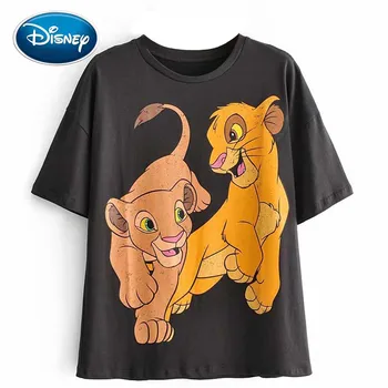 Disney Elegant Regele Leu Regele Junglei Desene animate de Imprimare T-Shirt, O-Neck Pulover cu Maneci Scurte Casual pentru Femei de Moda Tee Topuri