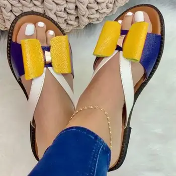 Vara Femeile Papuci de casă Drăguț Fluture Nod Sandale Casual Doamna Diapozitive Apartamente Slip-On pentru Femei Pantofi pentru Femei 2021 Zapatillas Mujer