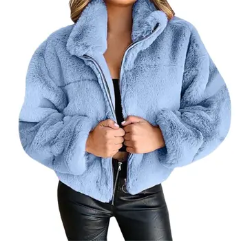 2021 Iarnă Îmbrăcăminte exterioară Fleece Sherpa Fleece Vânzare Fierbinte Lung Pufos de Toamnă Caldă Palton Femei Trunchiate Jachete de Blană 5xl Straturi