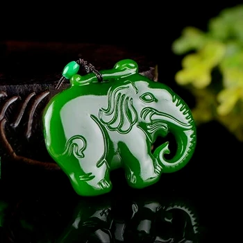 Natural Chinezesc Verde Jad Sculptat de Mână Elefant Pandantiv Moda Bijuterii pentru Bărbați și Femei Spre Succes Colier Cadou Popular