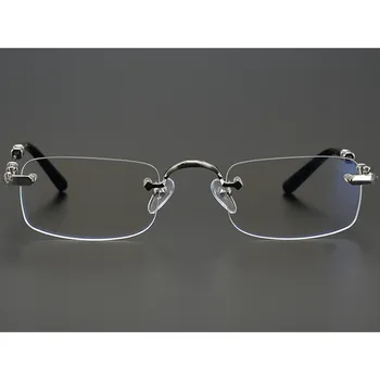 LUX Retro-Vintage Dreptunghiulară fără ramă Cadru Ultrausor Titan Unisex Punk Plano Glasses52-23-139 pentru baza de Prescriptie medicala