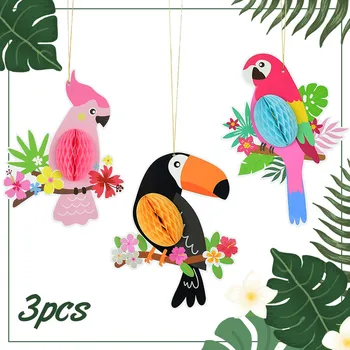 3pcs Toucan Papagal Agățat Hârtie Fagure de miere Pandantiv pentru Ziua de Vara Luau Consumabile Jungla Tropicala Hawaii Decor Petrecere