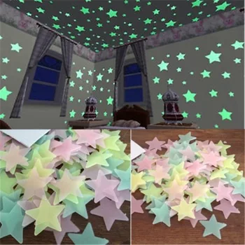 50 buc Luminoase Fluorescente Autocolante de Perete 3D Stele Strălucesc În Întuneric Autocolante de Perete Pentru Copii Camera Copilului Dormitor Tavan Decor Acasă