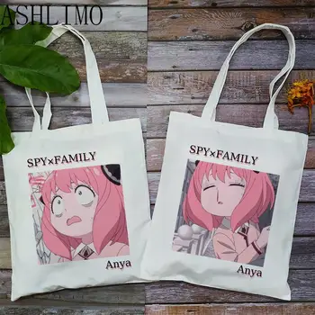 Kawaii SPION FAMILIE Anime Tote Genți de Umăr, Genți de mână de Mare Capacitate, Saci de Plajă pentru Femei Pungi de Cumpărături Fete Drăguț Shopee Magazin