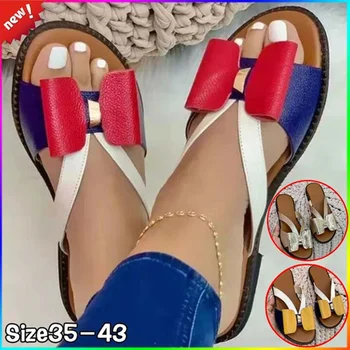 Femei Papuci de casă Drăguț Fluture Nod Sandale Casual Doamna Diapozitive Apartamente Slip-On Femeie Pantofi pentru Femei 2022 Vara Zapatillas Mujer
