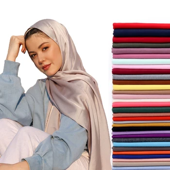 Culoare simplu de lux Eșarfă de mătase Hijab Bentita de sex Feminin Islamic Acopere Capul Wrap pentru Femei Musulmane Hijab Păr Esarfe Văl