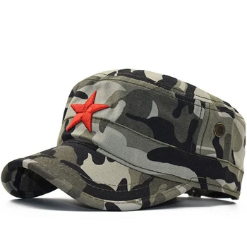 Fierbinte Camuflaj Clasic Oamenii de Cinci stele 3D broderie Capace Militare Armata Cadet Pălării de Bumbac Reglabil Flat Top de Patrulare Capac