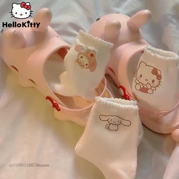 Sanrio Hello Kitty Șosete Drăguț Desen Animat 3 Bucată De Mijloc Sosete Set Femeile Moale Respirabil Scurt Ciorapi Y2k Cadouri Șosetă Albă