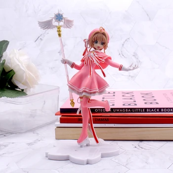15.5 cm Anime Cardcaptor Sakura Figura Lovely Pink Card Captor SAKURA Cifrele de Acțiune PVC Modele de Figurine Jucarii Pentru Fete Cadou