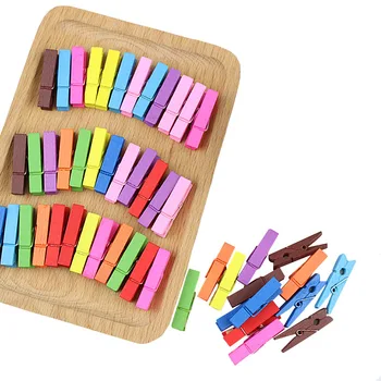50PCS Colorate Mini-Clipuri din Lemn DIY Petrecere Acasă Decorare Ambarcațiunile de Arte Clip Drăguț Mic Cleme Pentru Memo Marcaj Hârtie Foto Clipuri