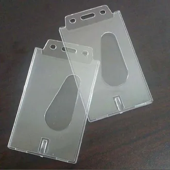 De înaltă Calitate 1 BUC Vertical Plastic Dur Insigna Titularul de Card Dublu ID Transparent 10x6cm Deținătorii de Carduri