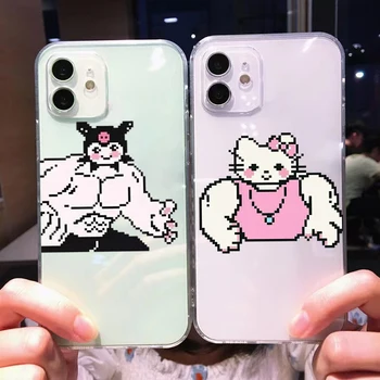 Drăguț Amuzant Hello Kitty Kuromi Pentru iPhone 11 Pro Max 12 13 Pro Mini X XR XS Max Se2 6 6S 7 8 Plus Caz Clar de Telefon de Cazuri Shell