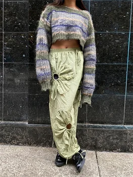 wsevypo Vintage anii ' 90 Drept Fusta Lunga Femei de Mare Elastic Talie Cordon Flori Tubulare Fuste Creion Harakujuk Streetwear