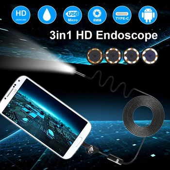 HD 1080P Android Camera endoscop 8mm 2MP USB USB Endoscop Tub 1M 2M 5M Șarpe Mini Camere Micro Camera 8 led-uri Pentru Android pe PC