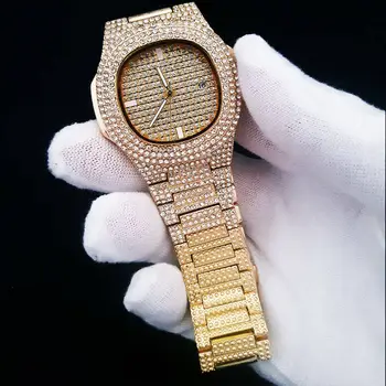 Ceasuri pentru Bărbați Iced Out Diamant Stras Cuarț Cubanez Ceasuri Hiphop Rock Ceasuri Ceas de Cadouri en-Gros Relogio Reloj