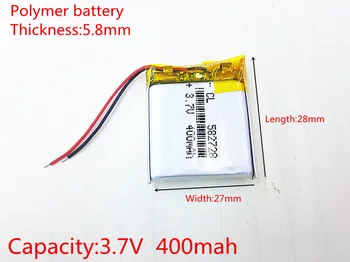 582728 3.7 V 400mAh baterie Reîncărcabilă li-Polimer Baterie Li-ion Pentru Q50 G700S K92 G36 Y3 Copii ceasuri inteligente mp3 582828 602828