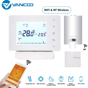 Vancoo Wifi & RF Termostat Wifi Cazan de Gaz de Podea Digitală Termostat Calefaccion Temperatura Wireless, Apă Caldă Controller