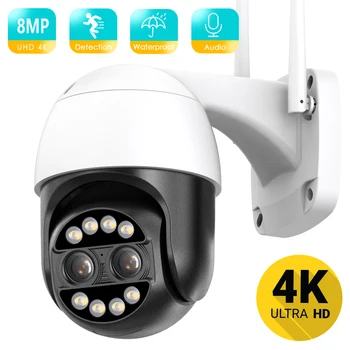 Noul 4K 8MP 4MP 8x Hibrid Zoom PTZ Camera IP Wifi în aer liber Largă Dual Lens AI Omului de Detectare 4MP Audio de Supraveghere Video CCTV Cam