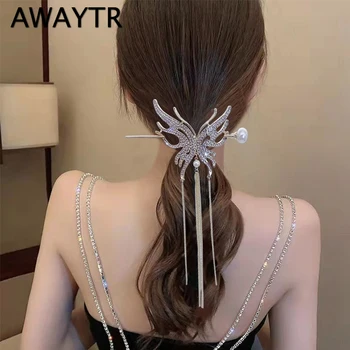 AWAYTR Moda Ciucure Fluture Bastoane de Păr pentru Femei Par Clip Ace Minimalist Ac de păr Fete Agrafe de Par Bun Producator de articole pentru acoperirea capului