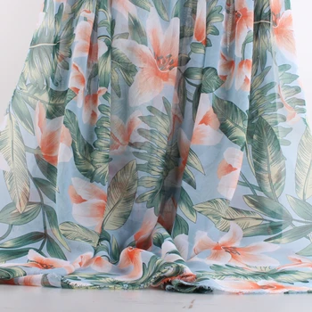 Ușor Tropical cu Flori Imprimate Georgette Tesatura de Sifon Rochie de Vara Boem Fusta Pânză de Mătase Eșarfă Material De Metru