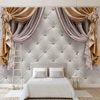 Personalizate Orice Dimensiune 3D Tapet Modern European Perdele Moi Medii Murală Canapea Camera de zi Dormitor Decor Acasă Pictura pe Perete