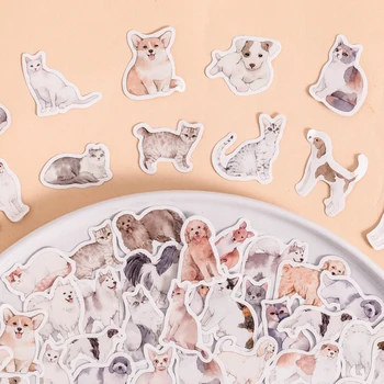 45Pcs Cutie Domestice animale de Companie Pisică Câine Autocolante Animale Conturi Material Jurnal Album Decorative Sigiliu Manual Drăguț 4CM
