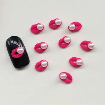100buc Roșu de Buze Roz Sexy Unghii din Aliaj de Stud Decoratiuni de Unghii de Arta 3d Farmec Perla Bijuterii Stras Accesorii Consumabile Unghii Pietre